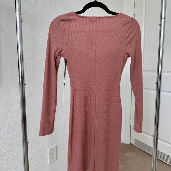 NEW ASTR the Label Blush Pink Ribbed Bustier Mini Dress | XS Hook & Eye Bodycon - Picture 5 of 9